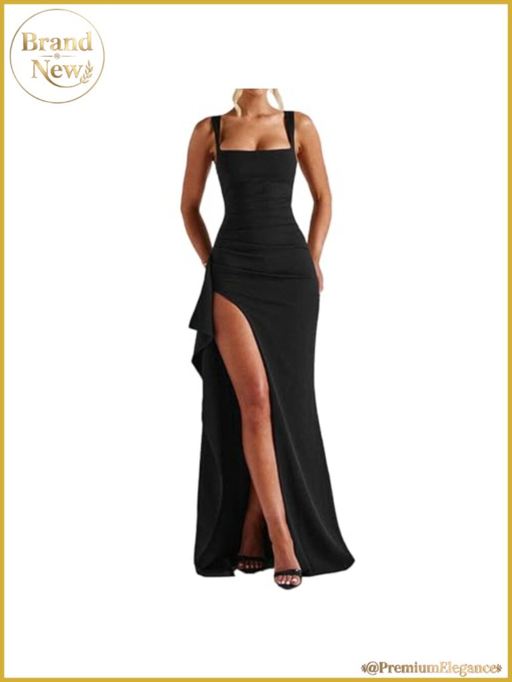 Women's Formal Sleeveless Bodycon Maxi Dress High Slit Ruched